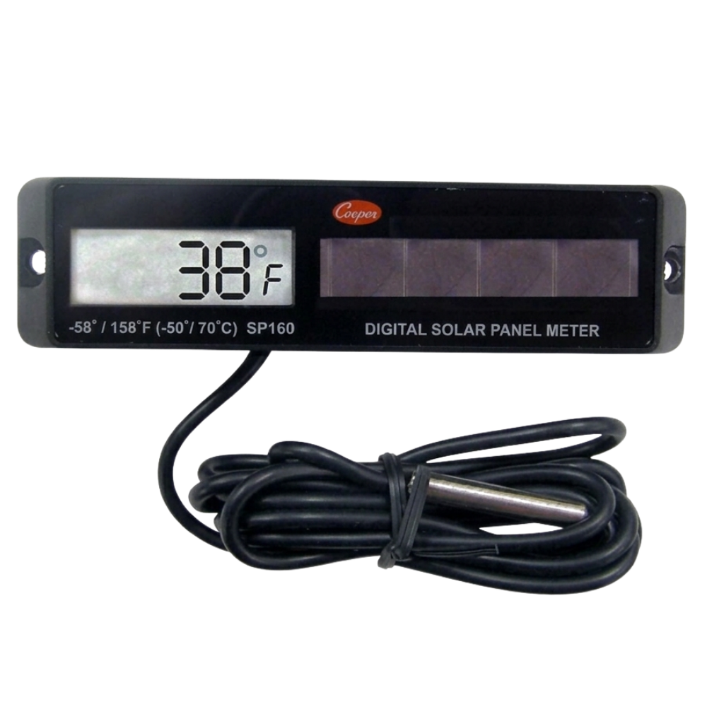 [HERTEREME-SP160008] Termómetro solar panel blanco, respaldo de batería AAA de 1.5v, -58°F a 158°F / -50°C a 70°C