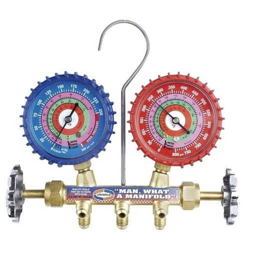 [HERMANUNI-QS4L5H] Manifold con protectores para R22, 404A, 410A - UNIWELD